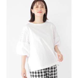 tシャツ Tシャツ レディース レース×バルーンスリーブプルオーバー