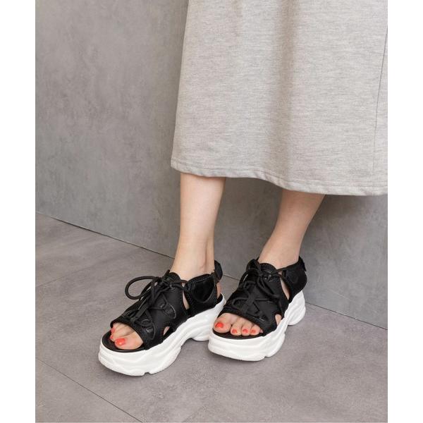 サンダル レースアップ厚底サンダル レディース