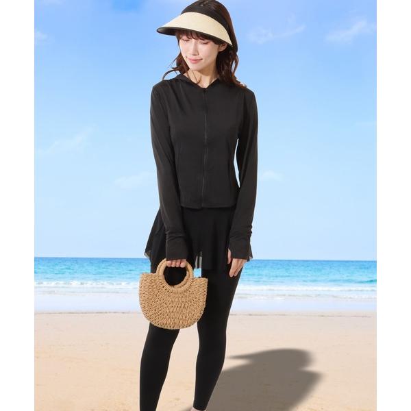 ラッシュガード 「2点セット」ソリッドカラー UVカット コンパクト ジップアップ ラッシュガード ...