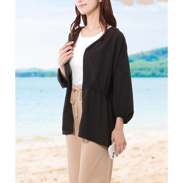 ラッシュガード 「2点セット」Vネック フロントボタン ウエスト ギャザー ラッシュガード レディー...