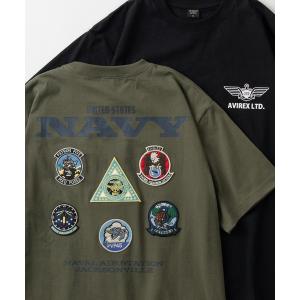 tシャツ Tシャツ メンズ 「AVIREX/アビレックス」NAS JAX パトロール スコードロン ワッペン刺繍デザイン ヘビーウェイト半袖Tシャツ/