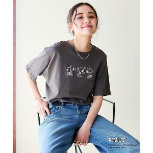 tシャツ 半袖 「PEANUTS/ピーナッツ」SNOOPY/スヌーピー3パターンフロントデザイン刺繍Tシャツ（2026SS） レディース メンズ