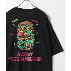 tシャツ Tシャツ メンズ 2024SS スノーウォッシュ加工 ビンテージライク レトロベア ハンバーガーバックプリント 半袖Ｔシャツ　オーバーサイズ｜zozo