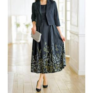 セットアップ 花柄パネルプリントワンピアンサンブル レディース