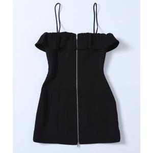 ワンピース レディース GANNI/ガニー　BONDED CREPE MINI DRESS / F9051 / ストラップミニドレス｜zozo