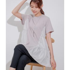 tシャツ Tシャツ レディース 天竺サイドティアードチュニックプルオーバー｜zozo