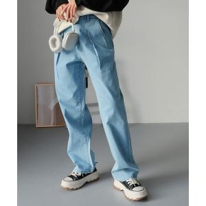 ワイドパンツ ジーンズ デニム デニムパンツ タックワイドデニムパンツ レディース
