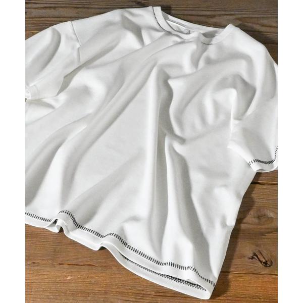 tシャツ ダンボールニット ステッチング ルーズクルーTシャツ レディース メンズ メンズ レディー...