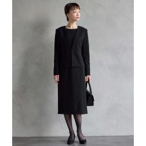 レディース 「喪服・礼服・WEB限定」ウォッシャブル Vネックジャケット・クルーネックタイトワンピース ブラックフォーマルアンサンブル｜zozo