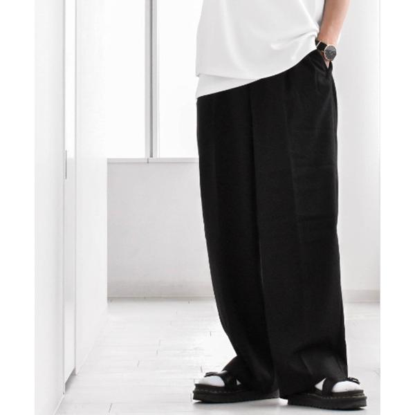 ワイドパンツ スラックス ポリエステル ワイドパンツ レディース メンズ メンズ レディース