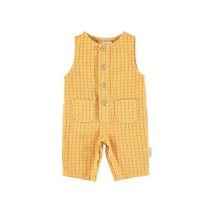 サロペット オーバーオール キッズ Jumpsuit | Yellow checkered w/ ””united oceans”” print/18｜zozo