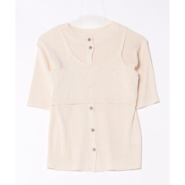 ニット セーター アクリル麻タッチビスチェセットトップス レディース