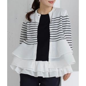 エムズグレイシー ドット風ペプラム 419610 ショートコート 42