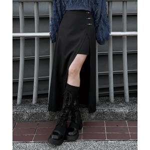 スカート 「LVEU.」2wayピンデザインラップスカート / ボトムス ミニスカート ロングスカート スリット アシメ アシンメトリー モード ブラ