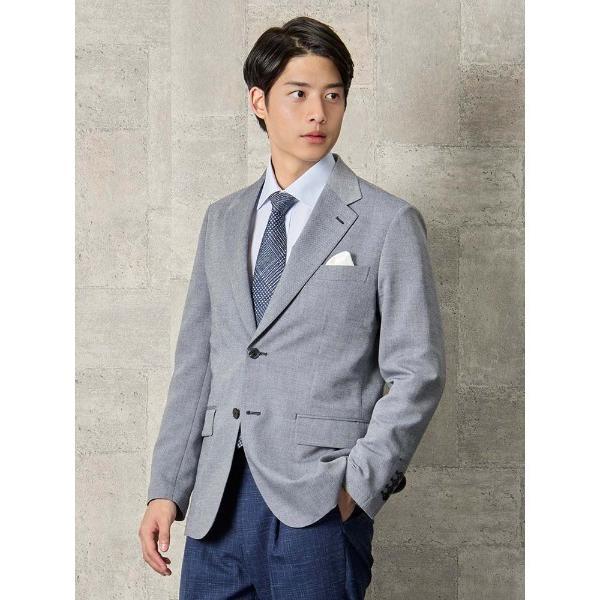 ジャケット テーラードジャケット リネン混　オックス　シングルジャケット　ベージュ/ブルー メンズ