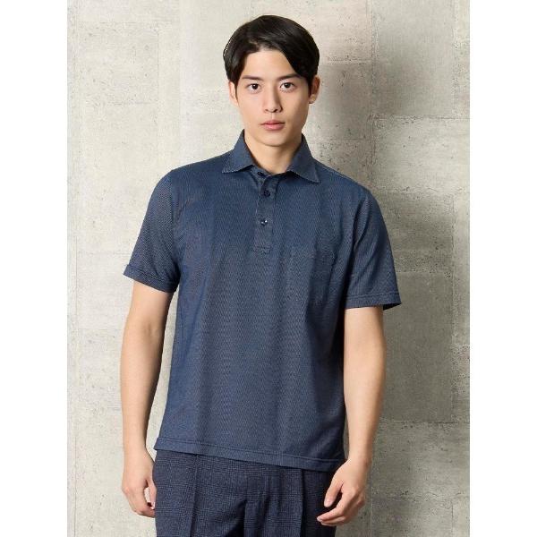 ポロシャツ 鹿の子ドット柄　ポロシャツ「ビジネス対応可」ブラック/ブルー/ネイビー メンズ