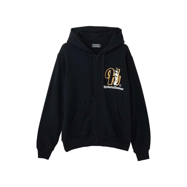 「HYSTERIC GLAMOUR」 ジップアップパーカー LARGE ブラック メンズ