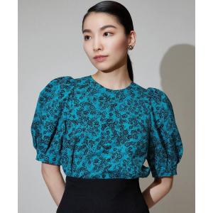 ブラウス シャツ ヴィンテージフラワープリントギャザーブラウス レディース