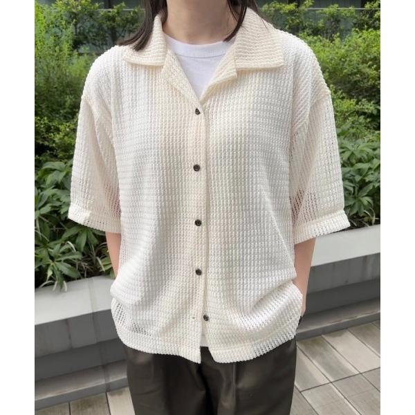 ブラウス シャツ Loose open collar mesh shirt / ルーズオープンカラー...