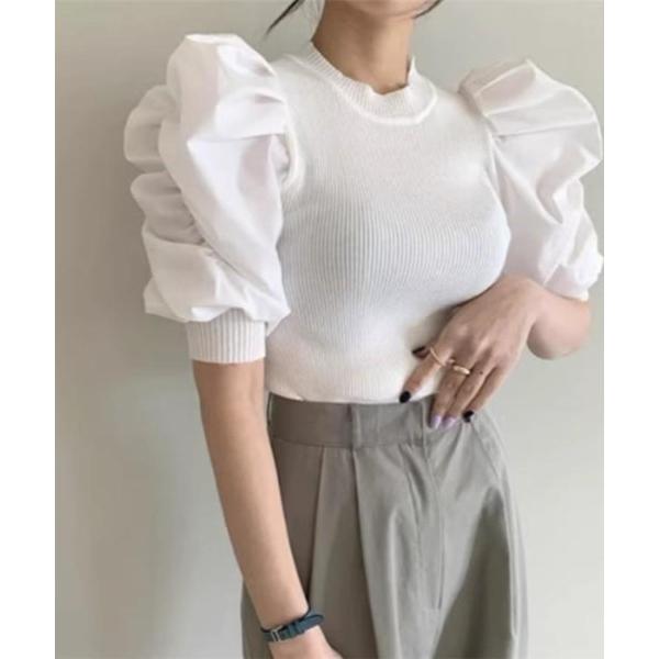 「レディース商品」異素材パワショルトップス/プルオーバー レディース