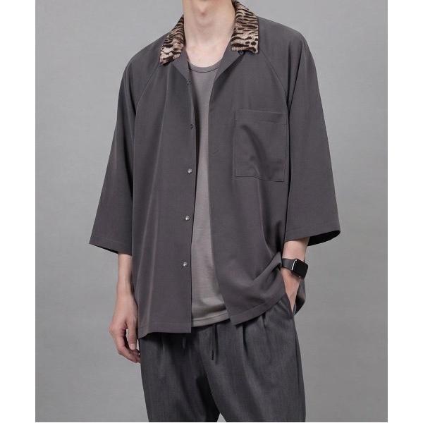 シャツ leopard print collar shirt メンズ