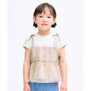 tシャツ Tシャツ キッズ ハート刺繍チュールドッキングトップス｜zozo