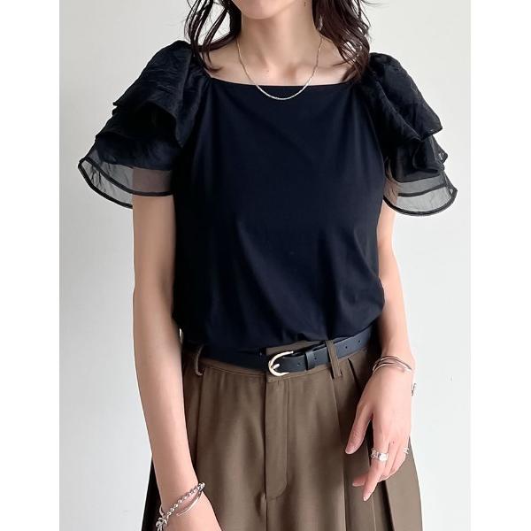 tシャツ 「着た瞬間ひんやり」「接触冷感」2WAYシアーパフオフショルトップス レディース