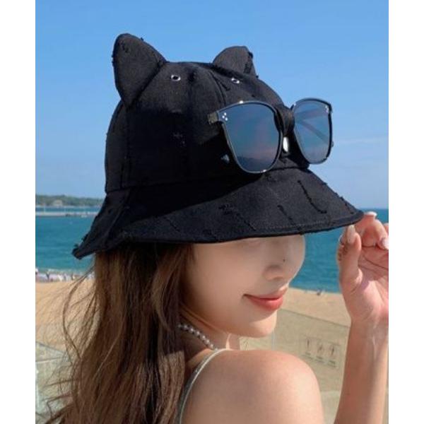 帽子 ハット レディース 猫耳 バケットハット サングラス付 HEADWEAR ヘッドウェア Y2K...