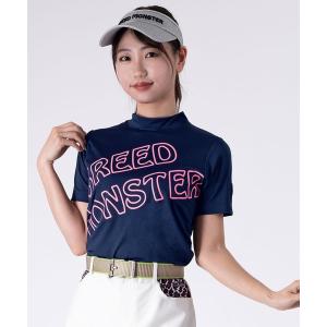 ゴルフ レディース 「GREED MONSTER:グリードモンスター」Bordering Logo Mockneck T-shirt/ライトウェイトス｜zozo