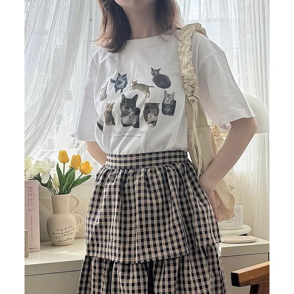 tシャツ 猫いっぱい半袖Tシャツ レディース