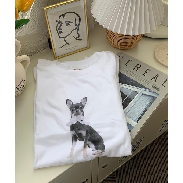 tシャツ DOGリボン半袖Ｔシャツ レディース