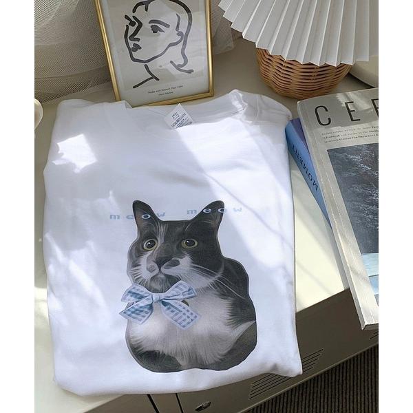 tシャツ MEOWねこプリント半袖Ｔシャツ レディース