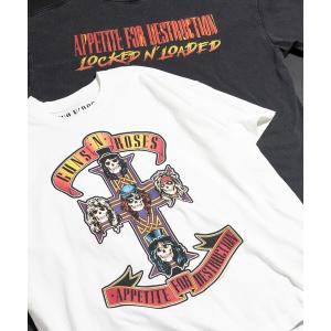 tシャツ Tシャツ メンズ GUNS N ROSES ガンズ アンド ローゼス 別注 ビッグシルエット フロントプリント クルーネック Tシャツ