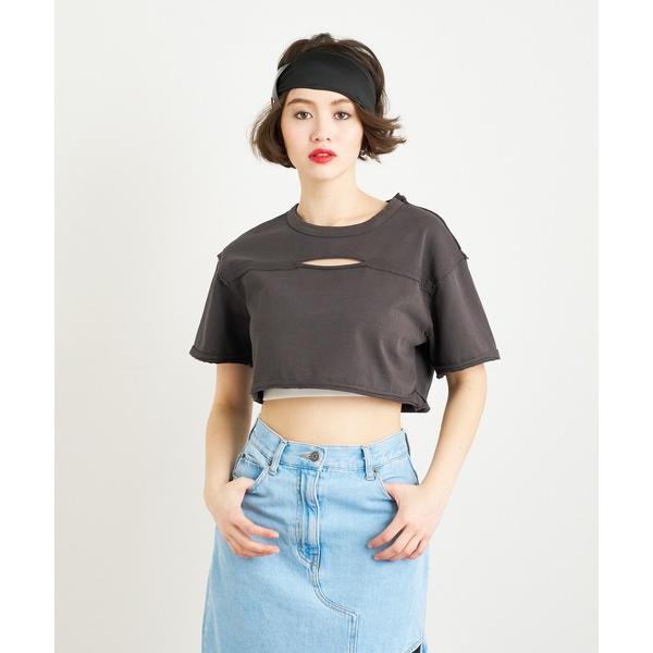 tシャツ ホールカットオフウォッシュＴシャツ レディース