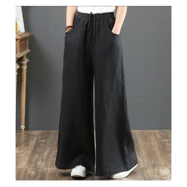 パンツ 綿麻ワイドリラックスパンツ レディース メンズ