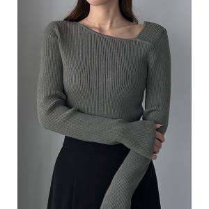 ニット セーター アシメネックリブニット レディース