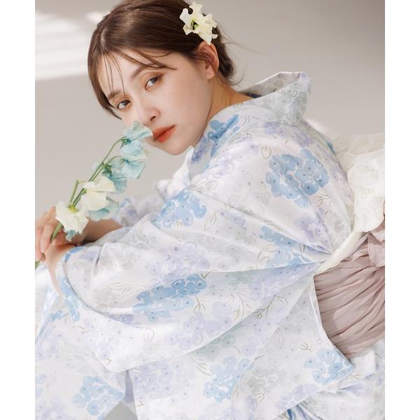 浴衣 「かんたん着付け」二部式浴衣 3点セット（ゆかた・しわへこ帯・下駄）「W」 レディース