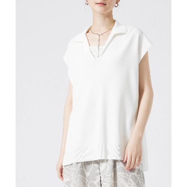 tシャツ レーヨンストレッチオープンカラーシャツ/サマーニット/夏服/オフィスカジュアル レディース