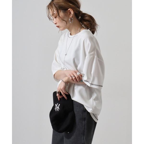 tシャツ ダンボールニット ステッチング クルーネック ルーズ Tシャツ メンズ レディース