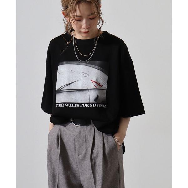 tシャツ ダンボールニット 転写プリント クルーネック Tシャツ(TIME) メンズ レディース