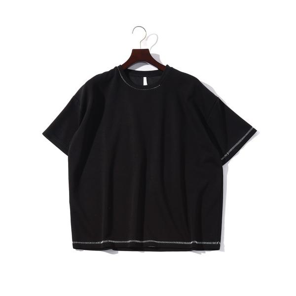 tシャツ 半袖 ビッグシルエット ダンボールニット ステッチング クルー Tシャツ レディース レデ...