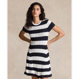 ワンピース レディース ストライプド ケーブルニット セーター ドレスの商品画像