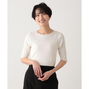 tシャツ Tシャツ レディース クレープテレコ五分袖プルオーバー