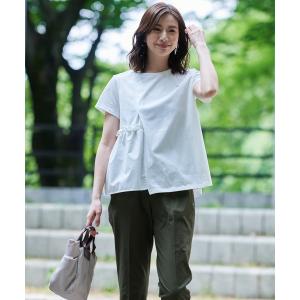 tシャツ Tシャツ アシメ ドッキングギャザー Tシャツ レディース