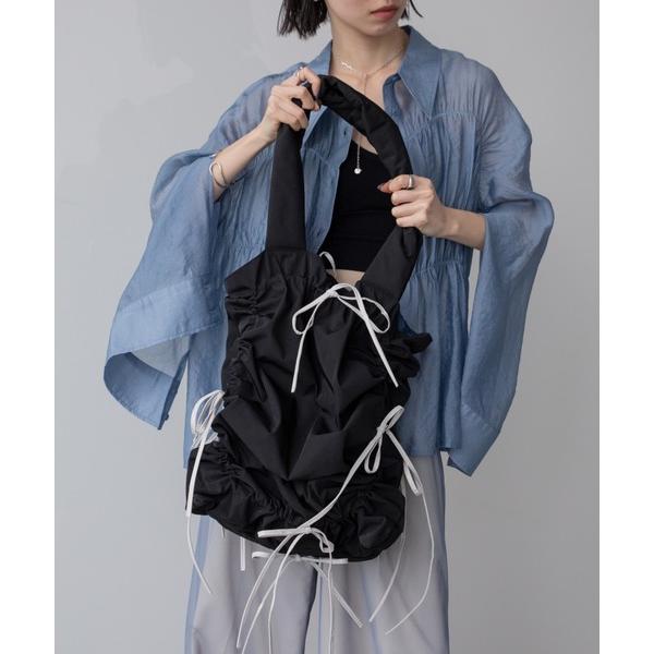 トートバッグ 配色ドロストリボントートバッグ レディース