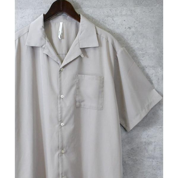 シャツ ポリエステル 無地 オープンカラーシャツS/S レディース メンズ メンズ レディース