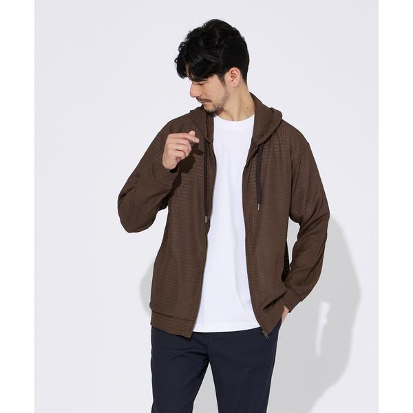 パーカー 「ブロック柄」ストレッチ シアーパーカー メンズ レディース