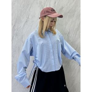 美品 ランバンオンブルー ワッシャー プリーツ アシンメショート セーラーシャツ ワッシャープリーツアシンメショートセーラーシャツ | LANVIN en
