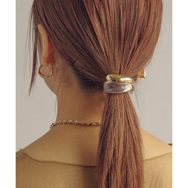 ヘアゴム ニュアンス ライン クリア × メタル ヘアカフ