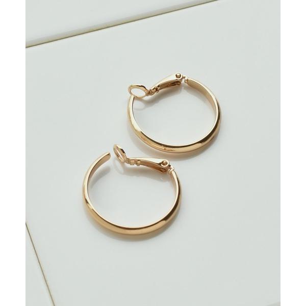 イヤリング シャープ ライン ミドル フープ イヤリング レディース